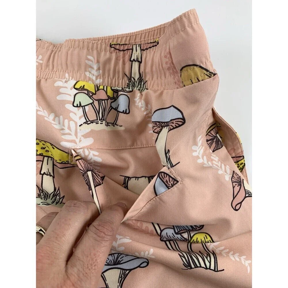 BOGO Fresh Prints Of Bel Air Swim Trunks Pink Mushrooms Drawstring Pockets Small